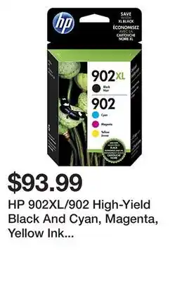 Office Depot Hp 902xl/902 high-yield black and cyan, magenta, yellow ink cartridges, pack of 4, t0a39an offer