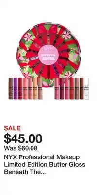 Ulta Beauty Nyx professional makeup limited edition butter gloss beneath the wreath lip gloss holiday gift set offer