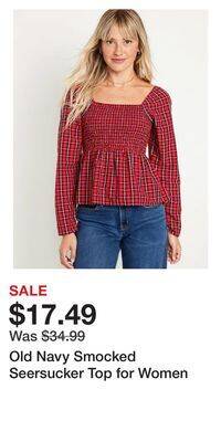 Old Navy Old navy smocked seersucker top for women offer