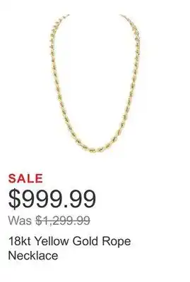 Costco 18kt yellow gold rope necklace offer