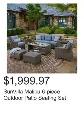 Costco Sunvilla malibu 6-piece outdoor patio seating set offer