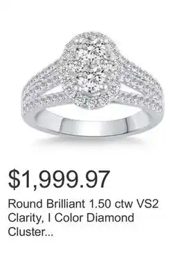 Costco Round brilliant 1.50 ctw vs2 clarity, i color diamond cluster platinum ring offer