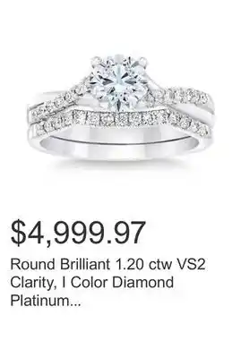 Costco Round brilliant 1.20 ctw vs2 clarity, i color diamond platinum wedding set offer