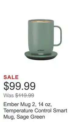 Costco Ember mug 2, 14 oz, temperature control smart mug, sage green offer