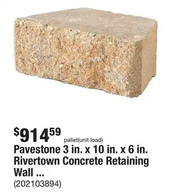 The Home Depot Pavestone 3 in. x 10 in. x 6 in. rivertown concrete retaining wall block (280-pieces/58.4 sq. ft./pallet) offer