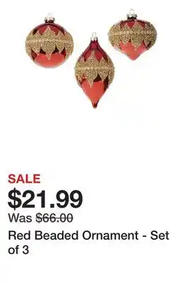 Belk Red beaded ornament - set of 3 offer