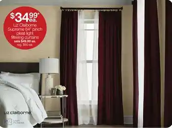 JC Penney Liz claiborne supreme 84 pinch pleat light filtering curtains offer