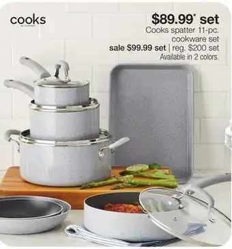 JC Penney Cooks spatter 11-pc. cookware set offer