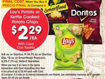 Ralphs Lay's potato or kettle cooked potato chips offer