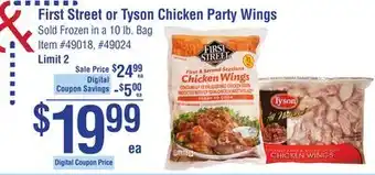 Smart & Final First street or tyson chicken party wings offer