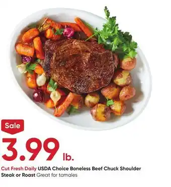 Stater Bros Usda choice boneless beef chuck shoulder steak or roast offer