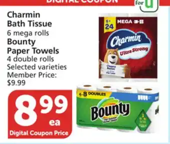 Albertsons Charmin bath tissue 6 mega rolls bounty paper towels 4 double rolls offer