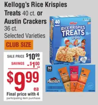 Smart & Final Kellogg's rice krispies treats or austin crackers offer