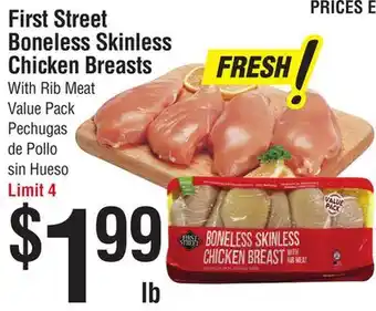 Smart & Final First street boneless skinless chicken breasts offer