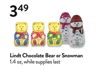 Fresh Thyme Lindt chocolate bear or snowman offer