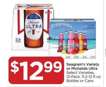 Food 4 Less Seagram's variety or michelob ultra offer