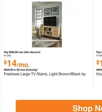Ashley Furniture Freslowe large tv stand, light brown/black by ashley offer