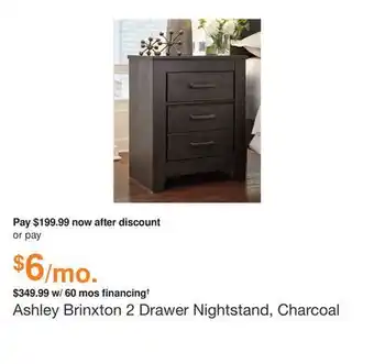 Ashley Furniture Ashley brinxton 2 drawer nightstand, charcoal offer