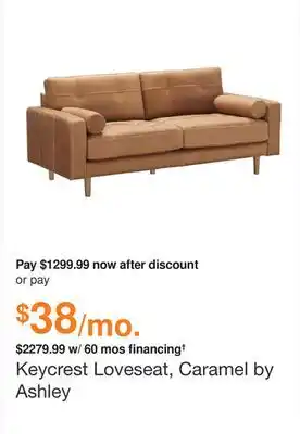 Ashley Furniture Keycrest loveseat, caramel by ashley offer