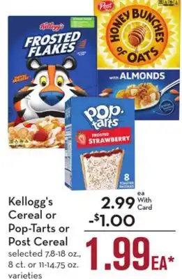 Mariano's Kellogg's cereal or pop-tarts or post cereal offer