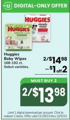 Jewel-Osco Huggies baby wipes offer