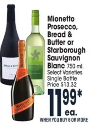 Jewel-Osco Mionetto prosecco, bread & butter or starborough sauvignon blanc offer