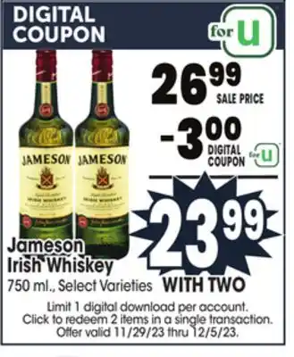 Jewel-Osco Jameson irish whiskey offer