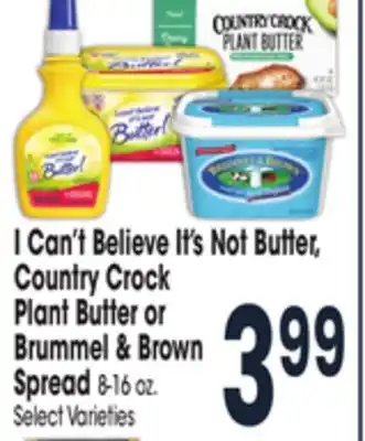 Jewel-Osco I can't believe it's not butter, country crock plant butter or brummel & brown spread offer