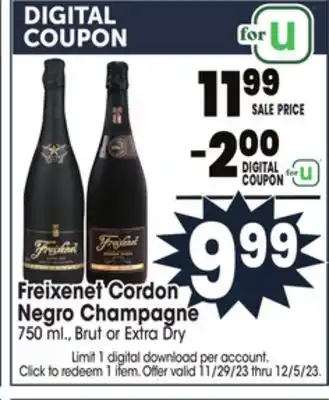 Jewel-Osco Freixenet cordon negro champagne offer