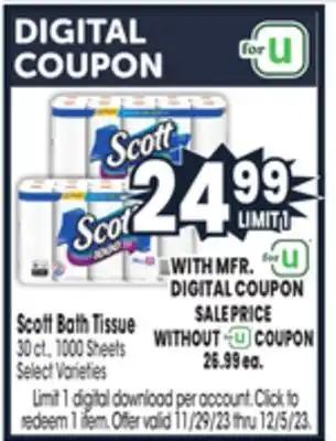 Jewel-Osco Scott bath tissue offer