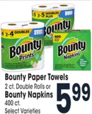 Jewel-Osco Bounty paper towels 2 ct. double rolls or bounty napkins 400 ct offer
