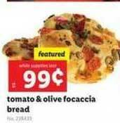Lidl Tomato & Olive Focaccia Bread offer