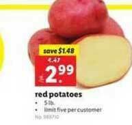 Lidl Red Potatoes offer