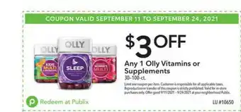Publix Olly Vitamins Or Supplements offer