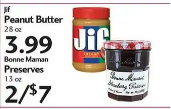 Sunset Foods Jif Peanut Butter, Bonne Maman Preserves offer