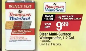Ace Hardware Clear Multi-surface Waterproofer, 1.2 Gal. offer