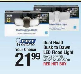 Ace Hardware Feit Electric Dual Head Dusk To Dawn Led Flood Light offer