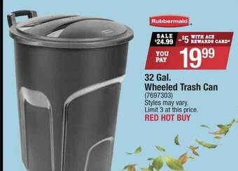 Ace Hardware 32 Gal. Wheeled Trash Can offer