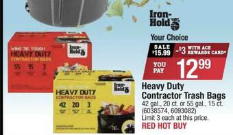 Ace Hardware Heavy Duty Contractor Trash Bags offer