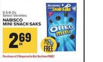 Food Lion Nabisco Mini Snack-saks offer