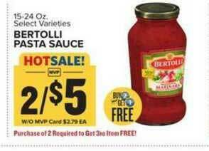 Food Lion Bertolli Pasta Sauce offer