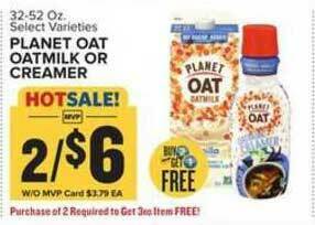 Food Lion Planet Oat Oatmilk Or Creamer offer