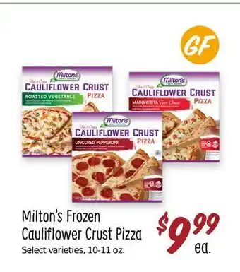 Sprouts Farmers Market Milton's frozen cauliflower crust pizza offer