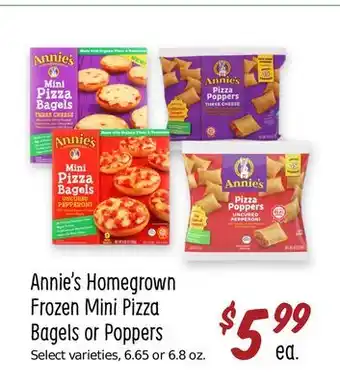 Sprouts Farmers Market Annie's homegrown frozen mini pizza bagels or poppers offer
