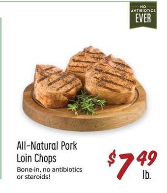 Sprouts Farmers Market All-natural pork loin chops offer