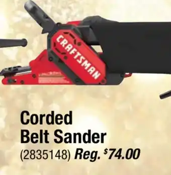 Ace Hardware Craftsman corded belt sander offer