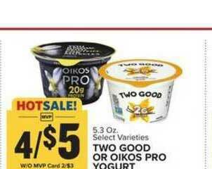 Food Lion Two Good Or Oikos Pro Yogurt offer