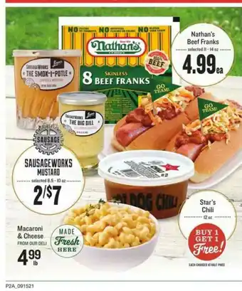Nathan's Beef Franks, Sausage Works Mustard