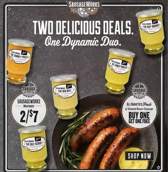 Lowes Foods Sausageworks Mustards, Smoked Dinner Sausage offer