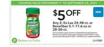 Publix Ex-lax Or Benefiber offer